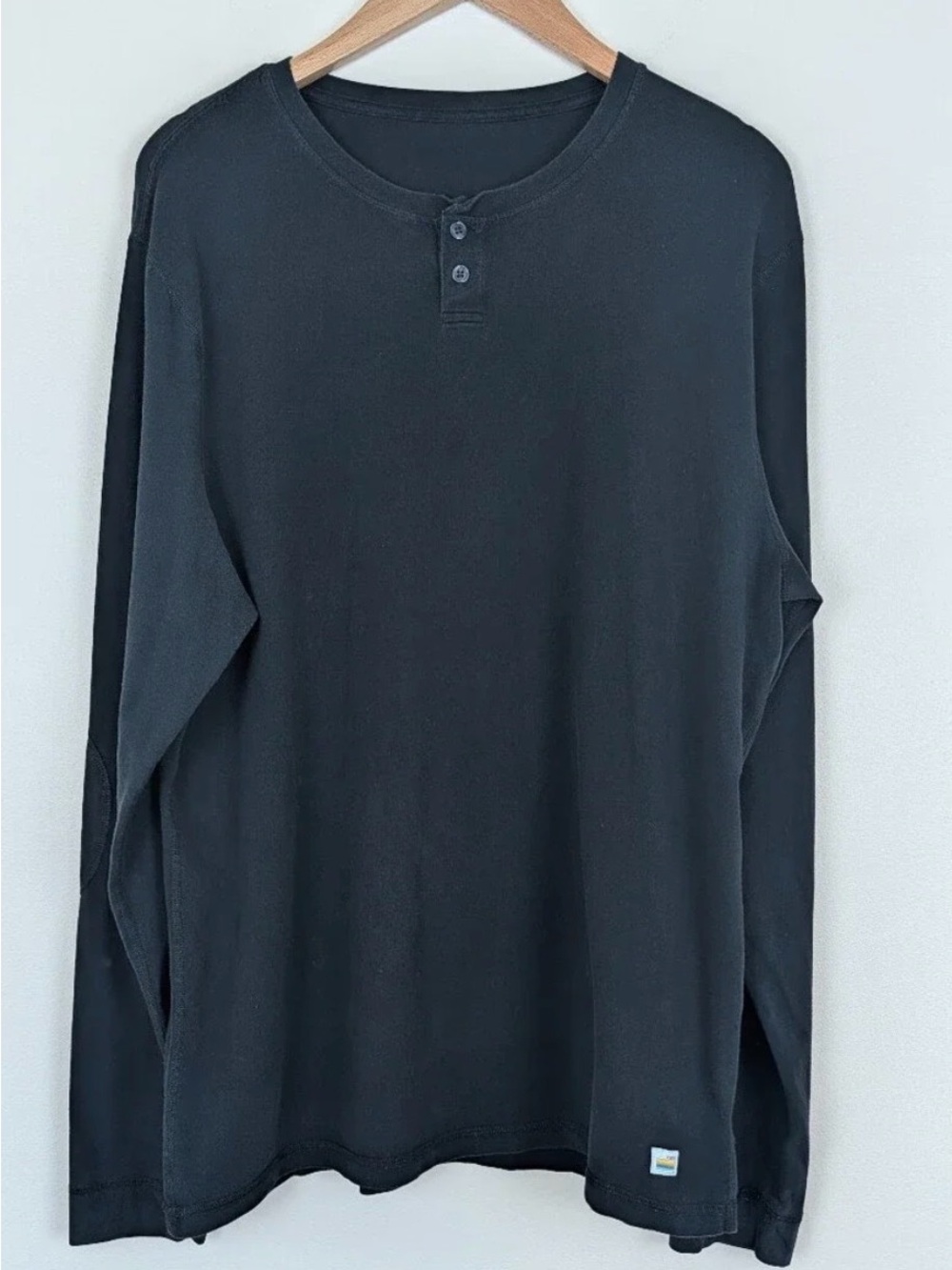 Men's Black VUORI Long-Sleeve Henley Shirt